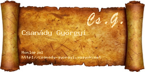 Csanády Györgyi névjegykártya